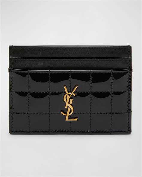 Saint Laurent Fragments YSL Quilted Patent Zipped Card Holder